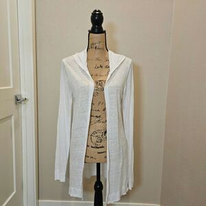 NWOT Jovie Women's White Lightweight Linen Hooded Cardigan Size Medium